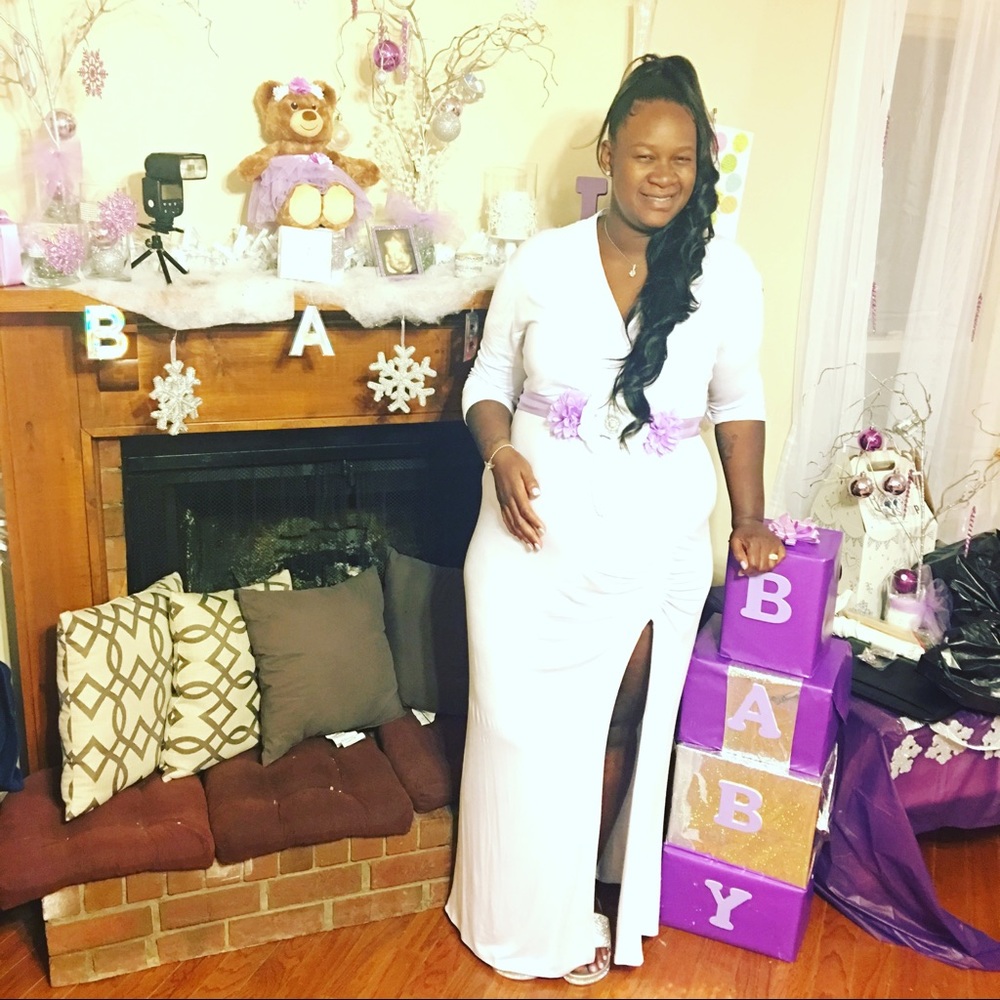 All white dress with split